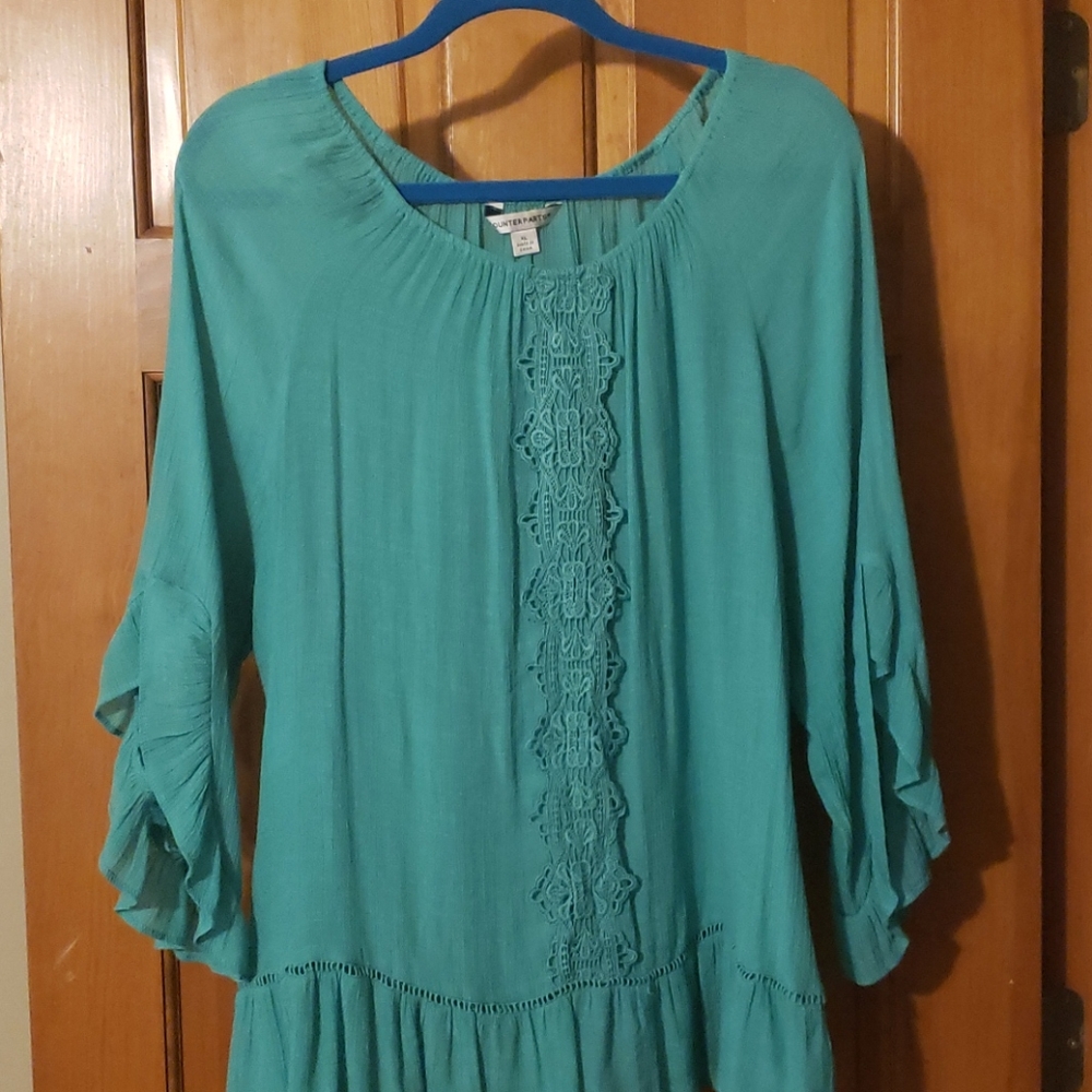Green flowy gauze top